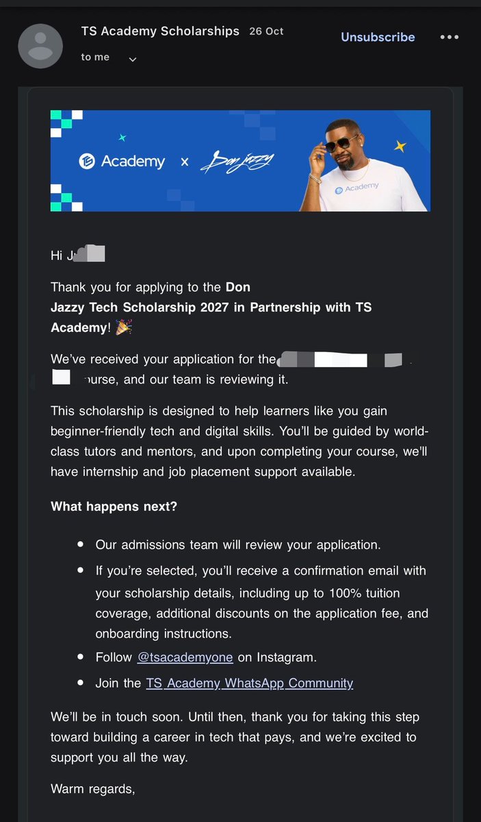 prince_dc21__'s tweet photo. Donjazzy isn't helping Nigerians, man is doing business!.

I'm not against anyone selling their courses or doing whatever they wish , but what I don't like is deception. 

You claimed it's scholarship, why not make it a scholarship, why collect another 26k in the name of acceptance fee before you can access a course . 

Alot of influencers has advertised this scholarship including aproko doctor and sir wizarab, aproko doctor even ran Facebook and Instagram ads for it too....

 If it is scholarship then there shouldn't be a fee attached to it or you make it obvious that this is what it costs but because of my influence this is what you will pay not doing your business under the disguise of scholarship.

If 10,000 people decides to pay 26k that's nothing less than 200M for a pre-recorded course . 

This isn't help but business and you should tell us you're doing business not helping us . 

May God help the poor people of Nigeria .