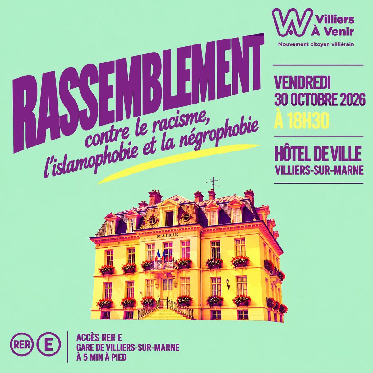 adelamara94's tweet photo. Après l’attentat raciste de Trappes, ne restons pas silencieux face à la haine.

Contre le racisme, l’islamophobie et la négrophobie, rassemblons-nous nombreux vendredi 30 octobre à 18h30 devant l’Hôtel de Ville de Villiers-sur-Marne. https://t.co/zqePU0nB6r