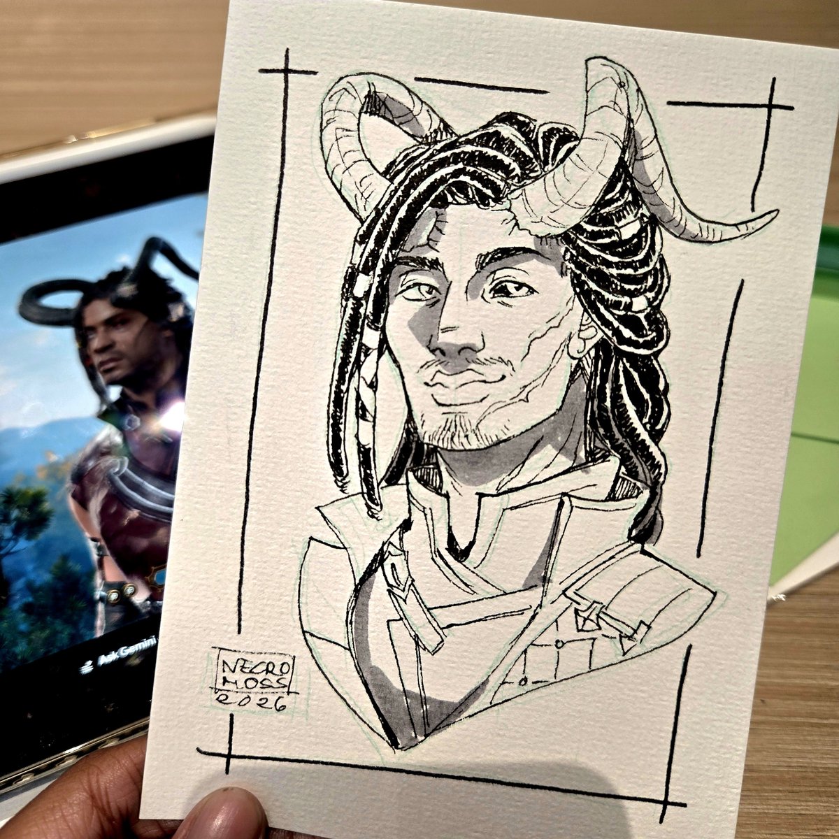 necromosss's tweet photo. Im loving this Wyll comm omg💚 bless you who ordered me to draw him traditionally #bg3 https://t.co/7xDNTAH4JP
