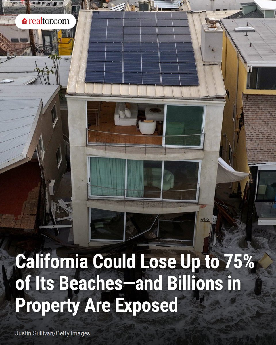 realtordotcom's tweet photo. Weeks after powerful surf battered the Long Beach Peninsula, 13 residences were red-tagged as unsafe, including Seaside Walk. By mid-October, the home's asking price had fallen to $2.9 million—a $2.05 million price cut.

Read: https://t.co/Nm8hgNzeqE https://t.co/Gw52VMs2Eg