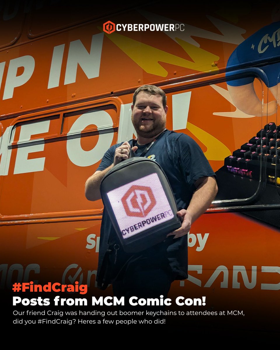CyberPowerPC_UK's tweet photo. Last weekend, our friend Craig attended MCM Comic Con and handed out Boomer keychains to those who found him!ย
We hope everyone who attended had a great time - especially those who took the time to find Craig!ย
#MCM #MCMComicCon #FindCraig #CyberPowerPC https://t.co/yBGtIflTru