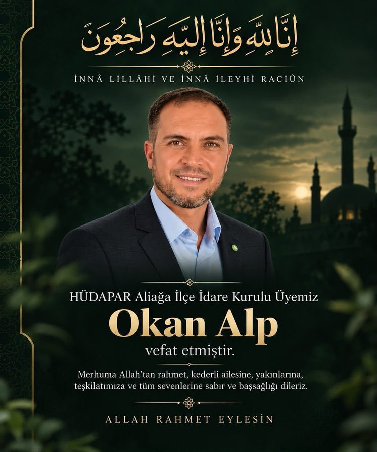 DrHalefYilmaz's tweet photo. İnna lillah ve inne ileyhi raciun!

2 yıldır düçar olduğu hastalıktan dolayı tedavi gördüğü hastanede vefat eden Aliağa İlçe yönetiminde bulunan arkadaşımız Okan Alp'a Allah’tan rahmet, ailesi, sevenleri ve tüm teşkilatımıza sabırlar diliyoruz.
Rabbim çocuklarına kolaylaştırsın! https://t.co/gVIiMosLPz