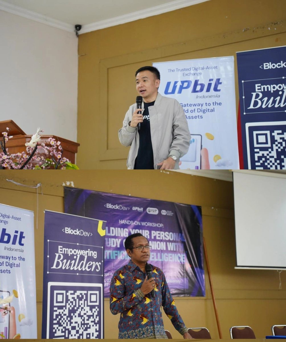 blockdev_org's tweet photo. Hari ini BlockDev ada di International University of Papua (@IUP_OFFICIAL_) bareng @UpbitID. 

Mahasiswa praktik langsung membangun personal study companion dengan AI, yang nantinya bisa terus dikembangkan untuk materi dari berbagai mata kuliah.

Didukung oleh @BlockchainIndo. https://t.co/JmZMxINZrZ