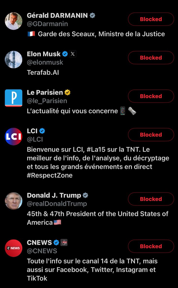 dwwneo's tweet photo. voici une idées de blocklist : 

+ gluckscuck, thaïs jsp quoi , alice la droitarde , la présidente de l’AN et pecresse https://t.co/ModqgpNsfl