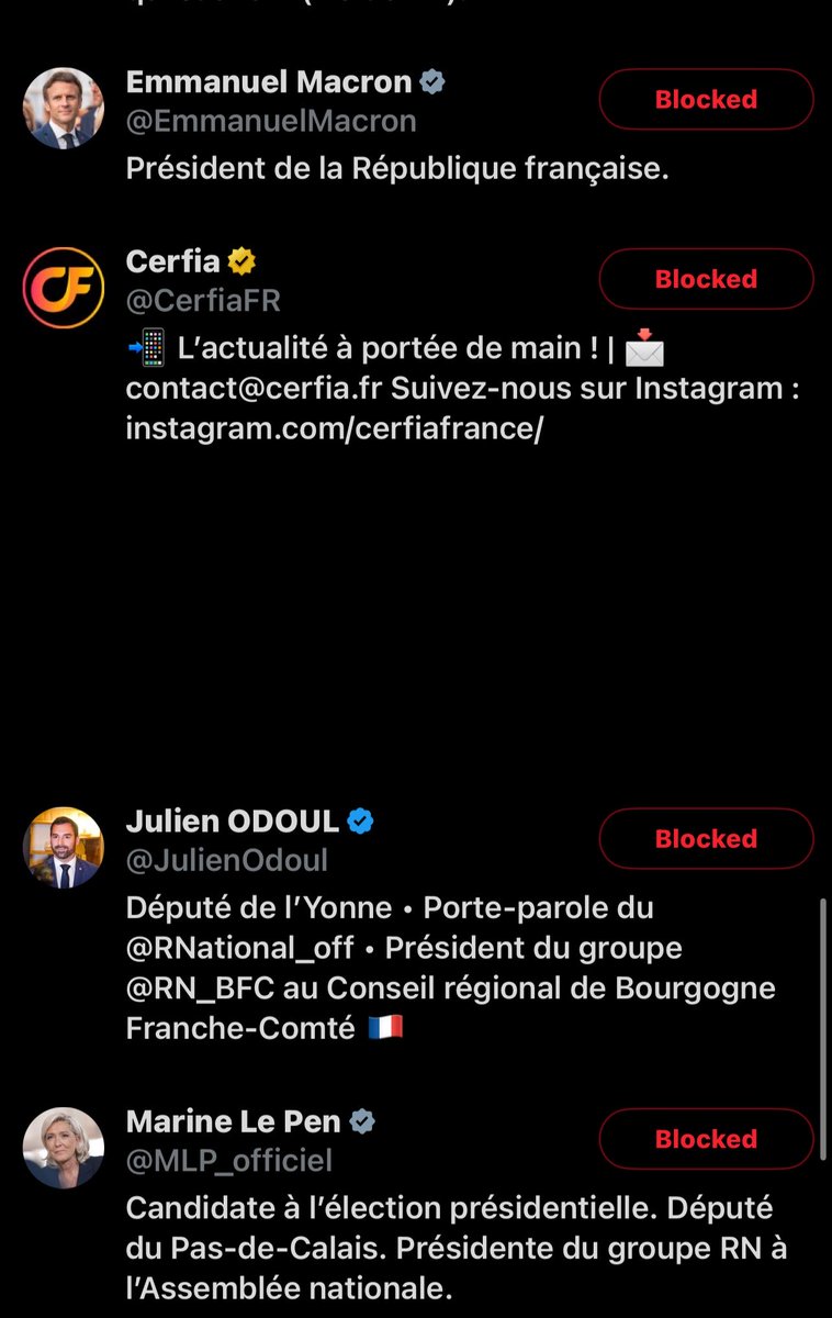 dwwneo's tweet photo. voici une idées de blocklist : 

+ gluckscuck, thaïs jsp quoi , alice la droitarde , la présidente de l’AN et pecresse https://t.co/ModqgpNsfl