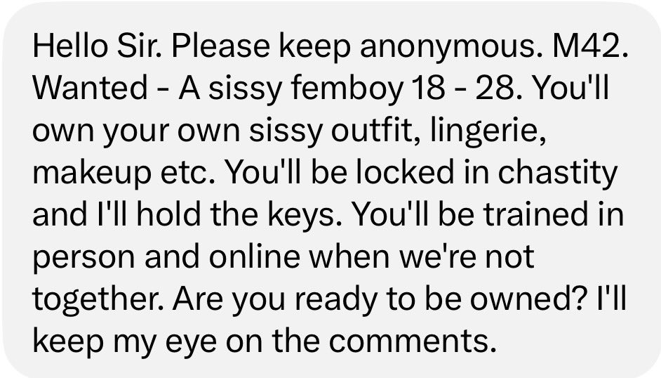 GlasgowGayfess's tweet photo. M42 seeking a sissy femboy (18–28). Dress-up, chastity and training… ready to be owned? 🔒😈 https://t.co/yOJWgr0dQK