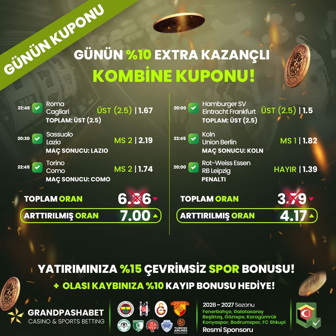 GpashaTR's tweet photo. 🔥GÜNÜN KOMBİNE KUPONUNA BAHİS AL %10 DAHA FAZLA KAZAN ! 

🎉 Günün kazançlı kuponları Grandpashabet farkıyla yayında!

💸Her gün yeni bir kupon sende bahsini al kazanmaya başla. https://t.co/QsAxnpvOSy