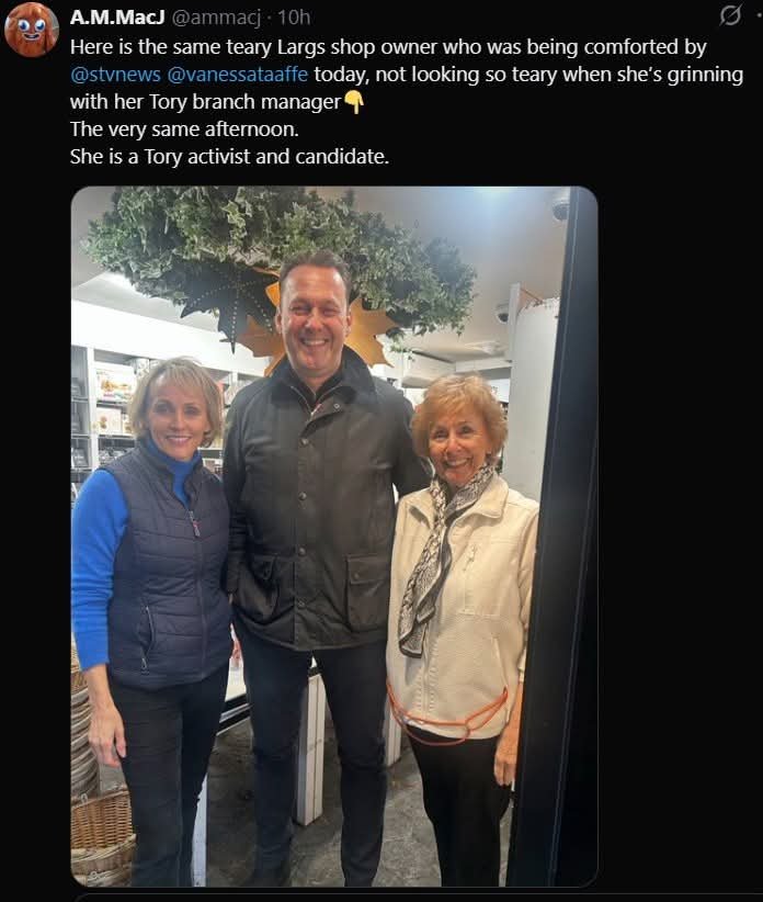 HonRevFrancis's tweet photo. @STVNews Same day, imagine being so despicable you try to make politics out of a natural disaster.
I know one shop I'll never visit in Largs https://t.co/11DhyeM8Mb