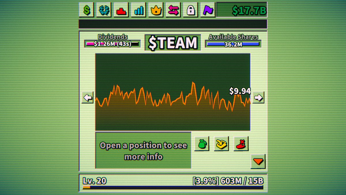 4GamerNews's tweet photo. 全プレイヤーが市場を共有する株取引シム「Screen Stocks スクリーンストック」，Steamで発売。画面の隅で放置しながら資産を増やそう
https://t.co/2bfmPoDewW

1人の大規模な買い注文で相場が急上昇したり，誰かの売り崩しで市場全体が暴落したりする https://t.co/OJKH6X4EYz