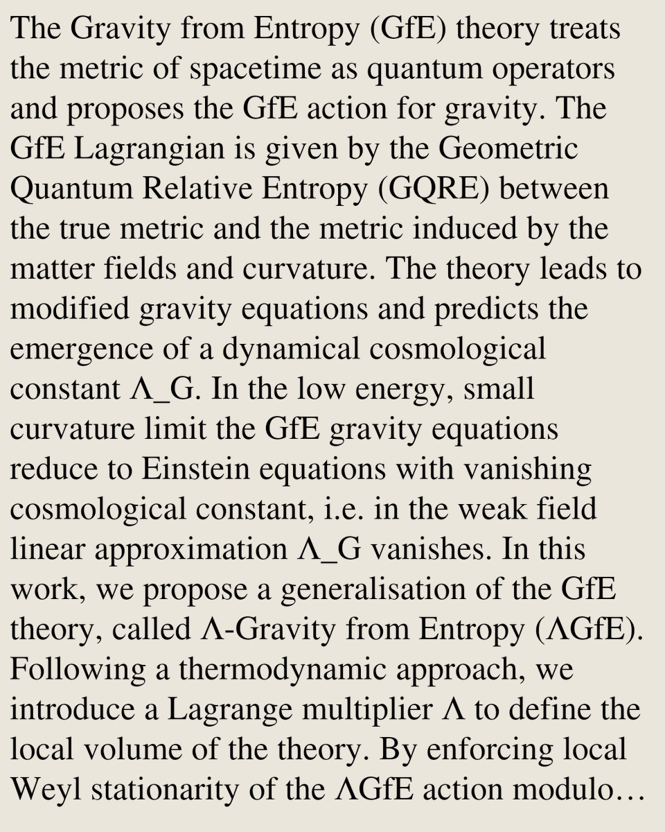 PhysicsPaper's tweet photo. Λ-Gravity from Entropy

Ginestra Bianconi
https://t.co/ne5h2qeZUb [𝚙𝚑𝚢𝚜𝚒𝚌𝚜.𝚐𝚎𝚗-𝚙𝚑] https://t.co/HOKt1dvheX