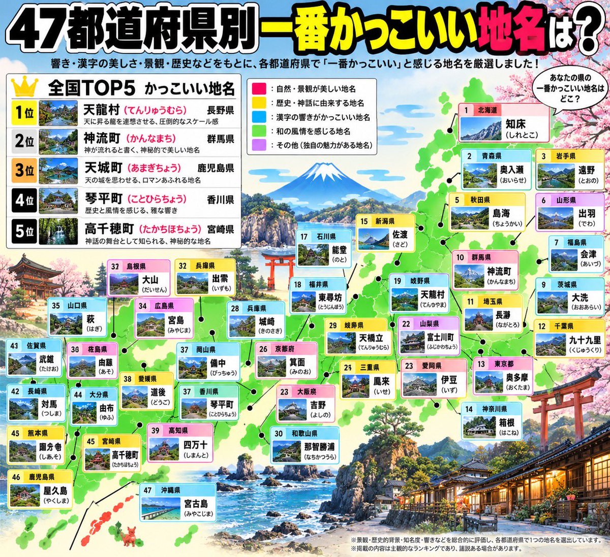 xjucw's tweet photo. 47都道府県別
1番かっこいい地名は？ https://t.co/s0GXdLKYOt