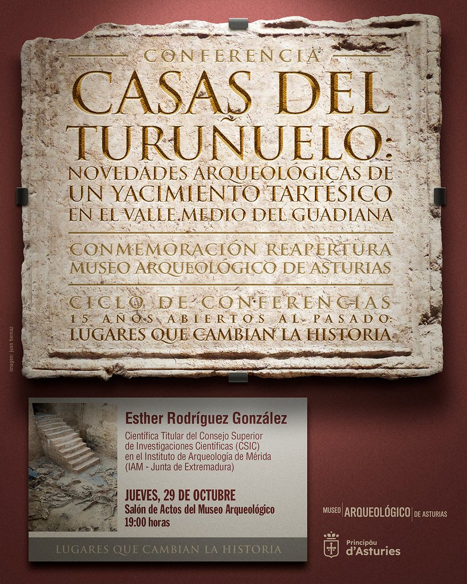 CTarteso's tweet photo. El próximo jueves 29 de octubre, nuestra compañera @EstRodrguez imparte una conferencia en el @marqueologicoas acerca de los últimos descubrimientos en el yacimiento de Casas del Turuñuelo 🧱
📌Salón de Actos del Museo Arqueológico
🕐 19:00h
¡Os esperamos! 🗣️ https://t.co/FwDzxzRTj6