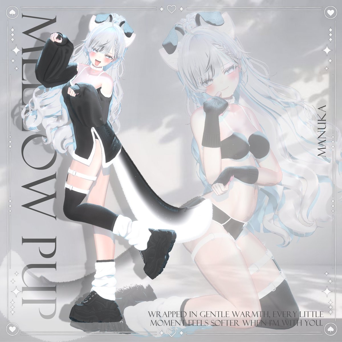 Amairo_Booth's tweet photo. 🐾 Mellow Pup ♡

新作3D衣装、まもなく発売！✨

明日または木曜日に発売予定です🤍

🎀 フォロー＆RTで
抽選で3名様にFull Packをプレゼント🎁

ぜひ参加してね！💕

#Amairo_Booth #VRChat https://t.co/BokYKLZnSe