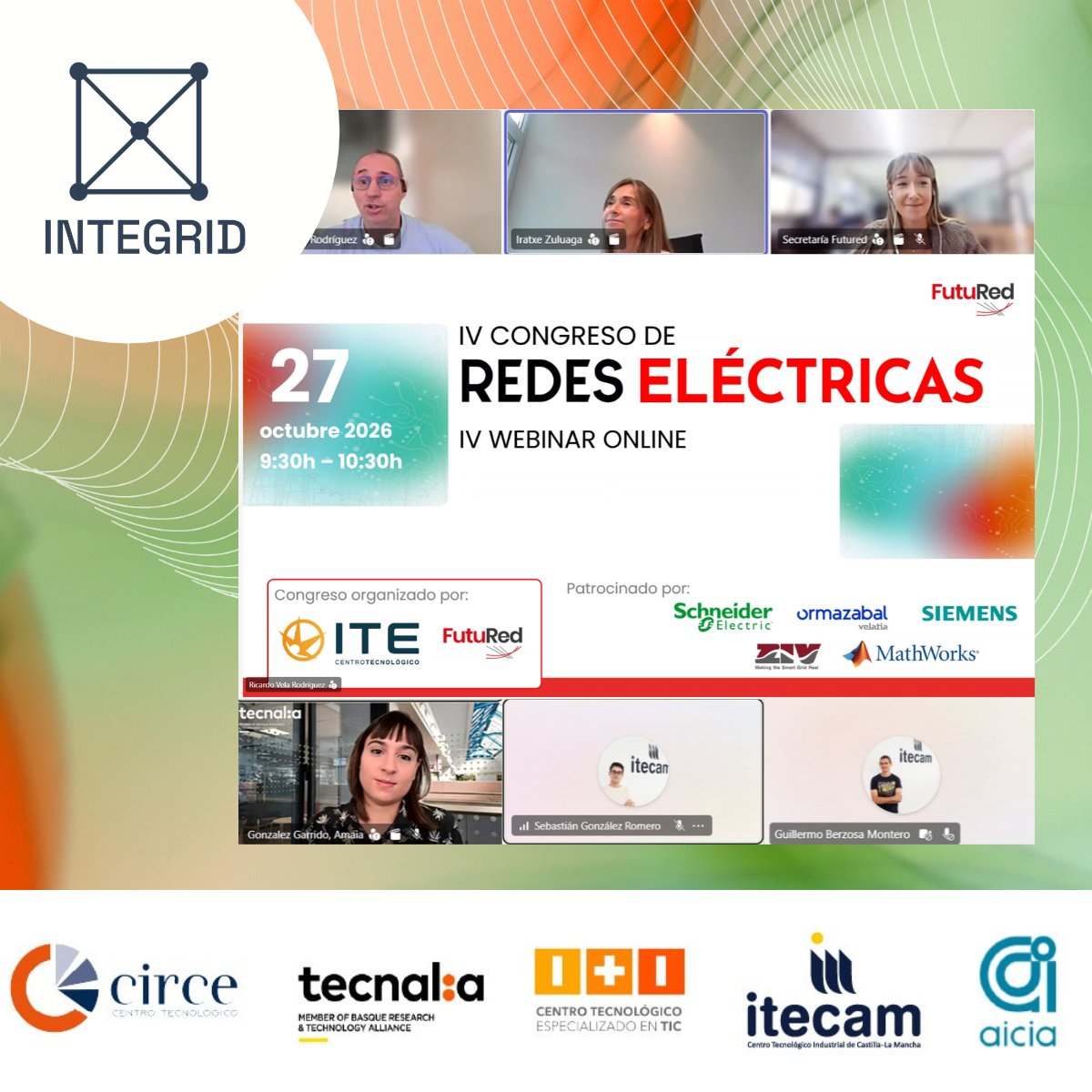 itecam_CT's tweet photo. Hoy, desde #Itecam, hemos asistido al IV Webinar del Congreso de Redes Eléctricas, dentro del marco del proyecto #INTEGRID.
💡 Bajo el título “Redes de distribución inteligentes: innovación digital para una operación más eficiente y flexible”, la sesión, organizada por #FUTURED - Plataforma Española de Redes Eléctricas, ha abordado los avances en la aplicación de tecnologías digitales para optimizar la supervisión, el control y la operación de las redes de distribución eléctrica.
Durante el webinar, Amaia González, investigadora doctora en Ingeniería en Energías Renovables e I+D en Sistemas Eléctricos y Flexibilidad de @tecnalia, ha presentado los avances del proyecto SAGE, que constituye el punto de partida de una de las investigaciones previstas dentro de la Red de Excelencia Cervera INTEGRID, del que también forma parte Itecam.
Esta línea de trabajo se centra en soluciones digitales que permitan mejorar las capacidades de supervisión y control de las redes eléctricas de baja tensión, favoreciendo una mayor integración de las energías renovables y una gestión más eficiente y flexible de la red.
🔹 Este proyecto está financiado por el Ministerio de Ciencia, Innovación y Universidades, impulsado por el Centro para el Desarrollo Tecnológico y la Innovación (@CDTI_innovacion) a través del Programa CERVERA para Centros Tecnológicos (expediente EXP-00180231 / CER-20251033, 2026-2028).