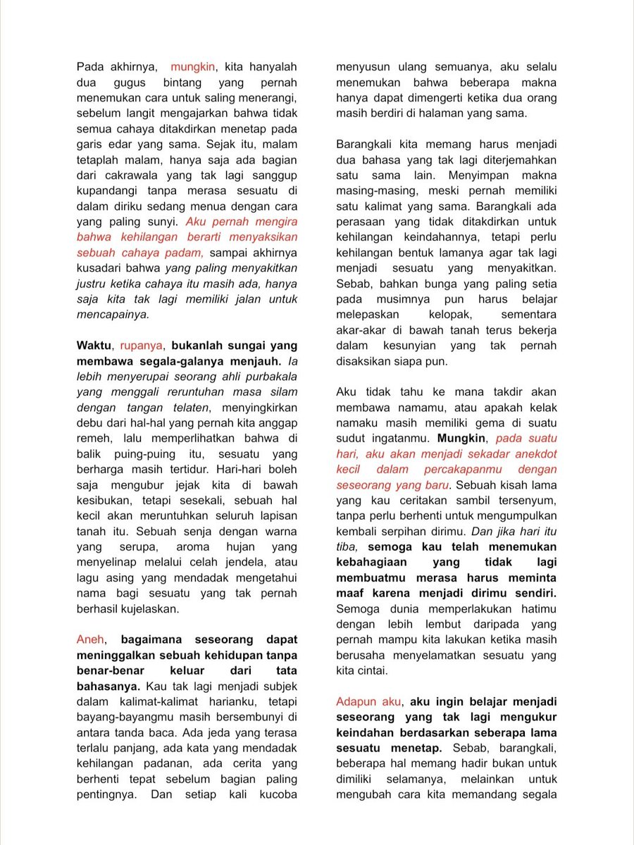 Writeaprose's tweet photo. Jika hari ini kita adalah dua tanda koma, semoga semesta belum berniat meletakkan titik. https://t.co/zYA8wTVXeA