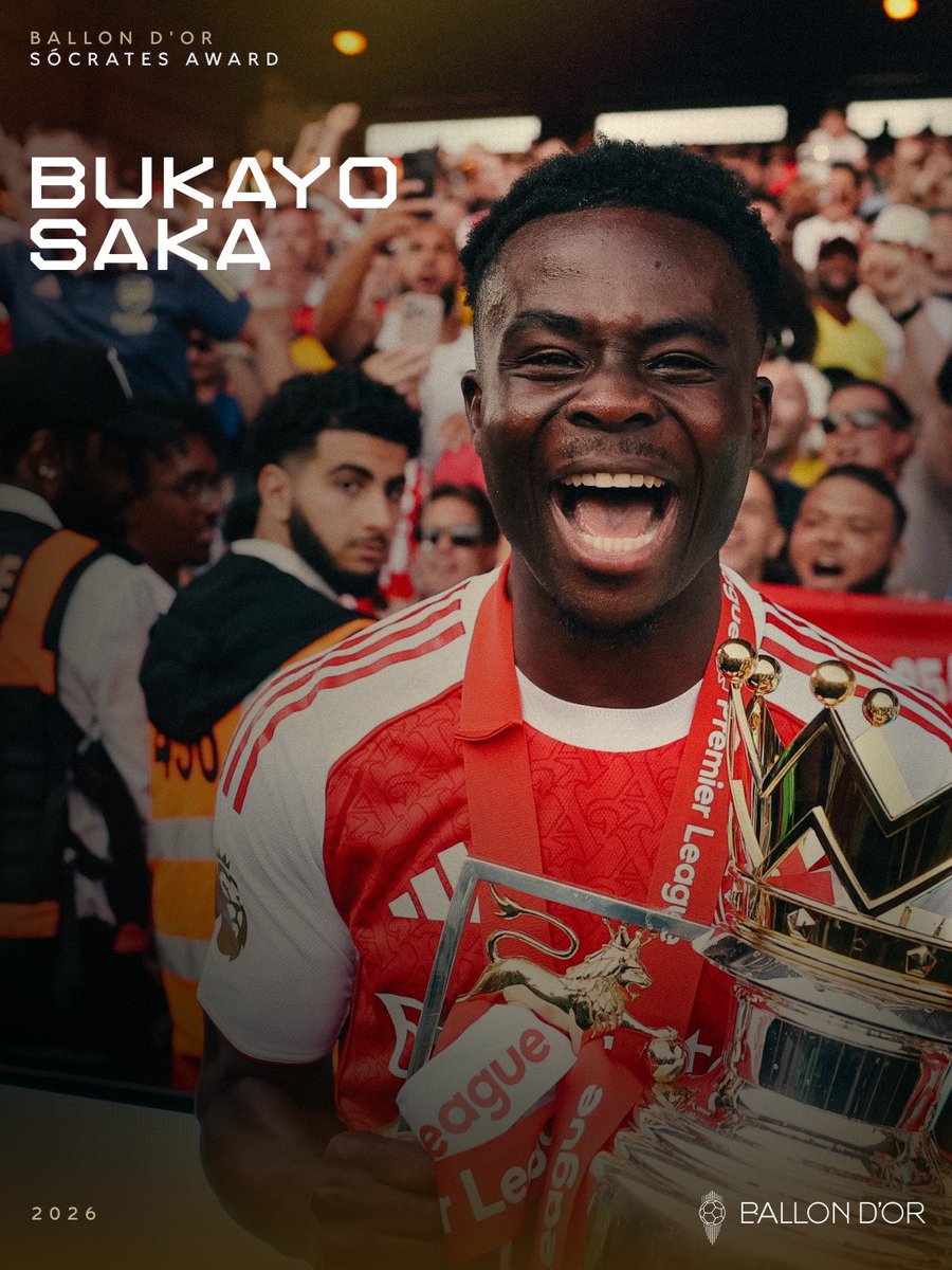 popular006's tweet photo. Recognised for his incredible humanitarian work ❤️⁣
⁣
The 2026 Socrates Award winner - #bukayo saka https://t.co/mBMO34rrTQ