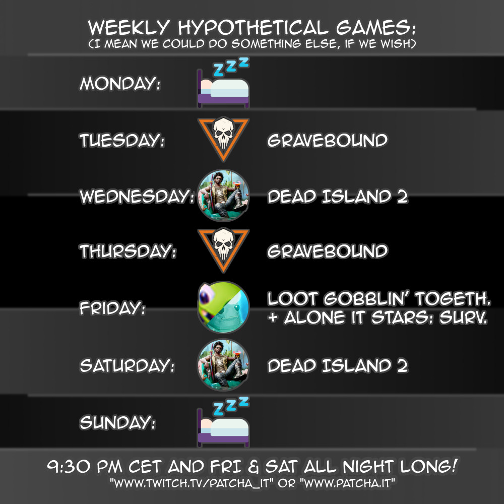 Patcha_ita's tweet photo. Schedule 2026/10/26
https://t.co/uSsJEFlI8z
21:30 - 01:00 CET
#twitch #twitchitalia #patcha #patcha_it #schedule #week #games #live #evening #cet #DeadIsland2 #LootGobblinTogether #AlienLifeSimulator #AloneInTheStarsSurvivor https://t.co/cjrst6jTBf