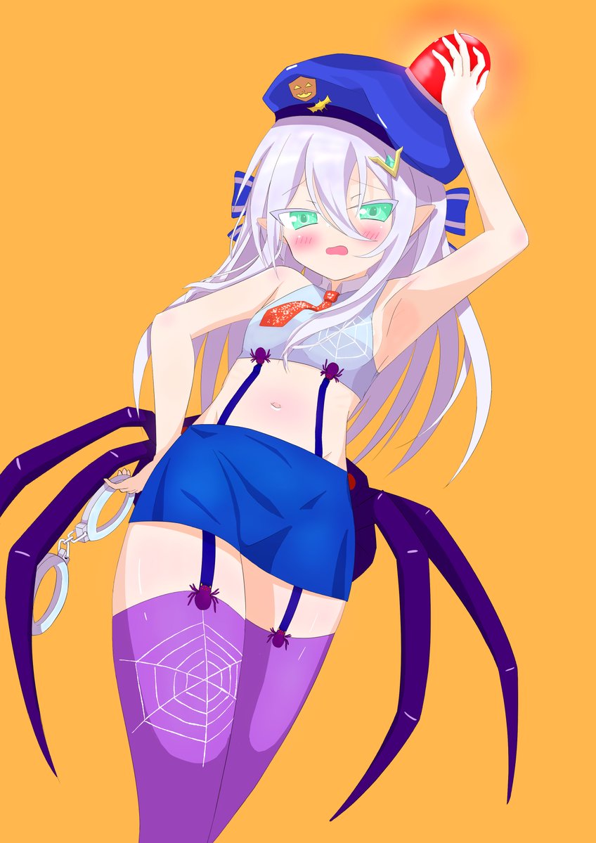 kameikagari's tweet photo. ＃星の翼 ＃星の翼FA 

もうすぐハロウィンということで、ミスリルさんアラクネミニスカポリスの姿です。
楽しくなってタイツ差分と表情差分が捗りました。 https://t.co/lYNSAeI9jM