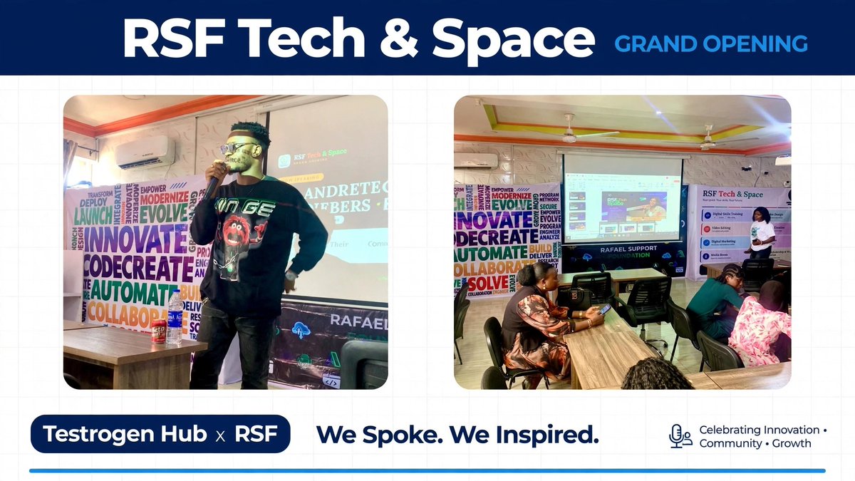 TestrogenHub's tweet photo. We pulled up, we spoke, we SHUT IT DOWN 🔥
Testrogen Hub x RSF Tech &amp; Space Grand Opening was INSANE 🚀

#TestrogenHub #RSFTechAndSpace #RafaelSupportFoundation #TechCommunity https://t.co/ECBIs3okW7