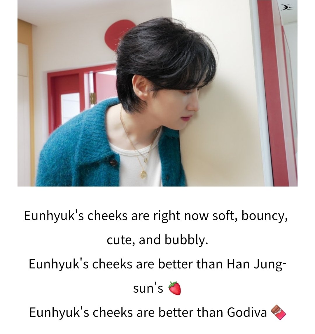 bbhyukee's tweet photo. #EUNHYUK #은혁 🐰

Eunhyuk's cheeks are right now soft, bouncy, cute, and bubbly.

Eunhyuk's cheeks are better than Han Jung-sun's 🍓

Eunhyuk's cheeks are better than Godiva 🍫 https://t.co/L7UPf9aeY0