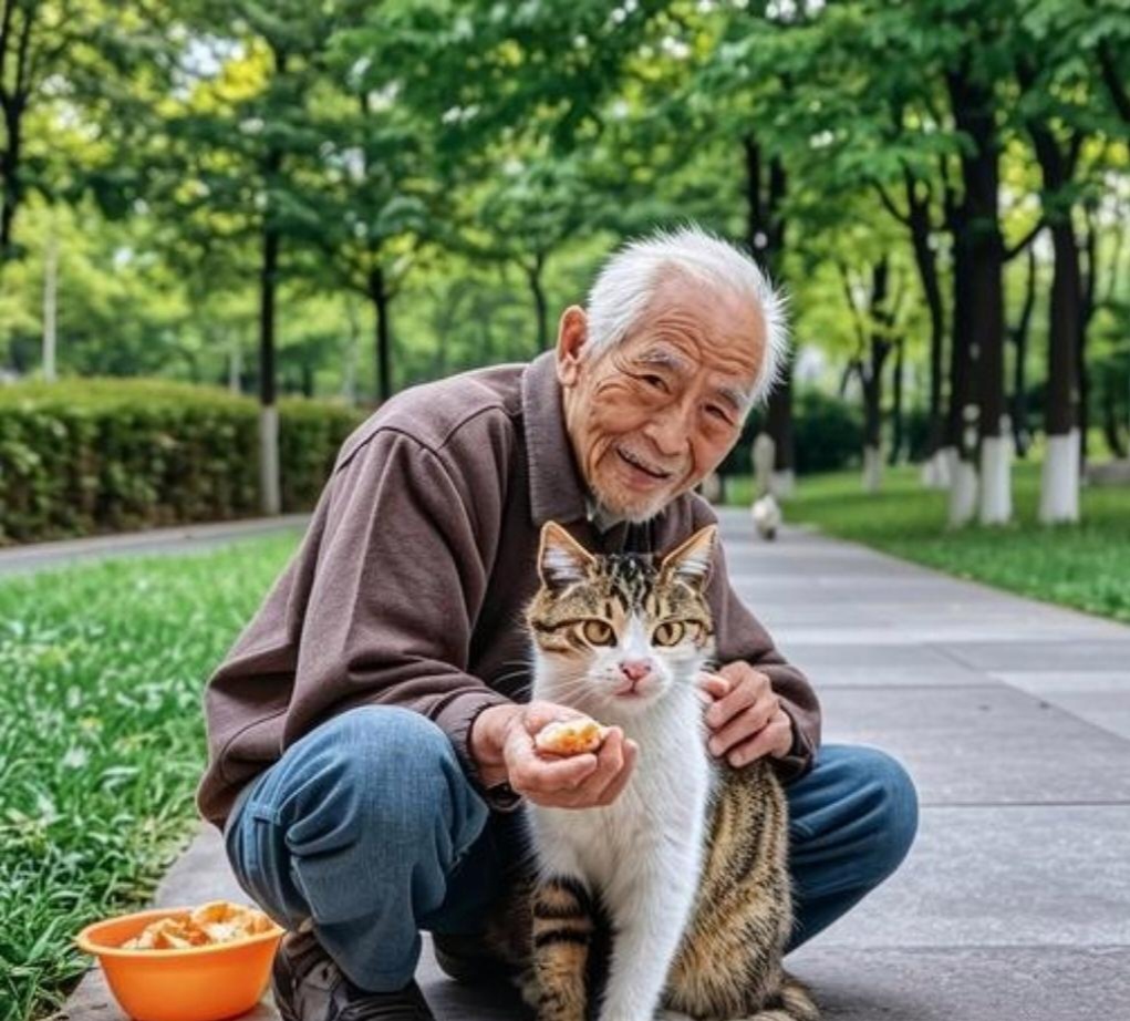 snowgreen59's tweet photo. [見知らぬおじいさんが公園で猫に餌をやってるのを見かけた。優しい雰囲気で、なんだか心が温まる一日だ] https://t.co/O4qji8s5Qx