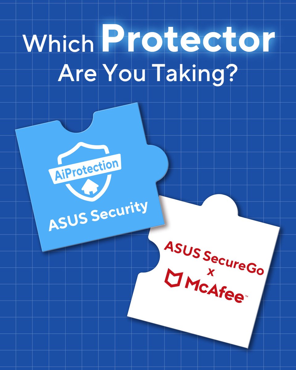 ASUS's tweet photo. 🐾🛡️ Meet your digital protectors:
 🏠 Home Guardian: ASUS AiProtection
 ✈️ Mobile Shield: ASUS SecureGo powered by McAfee

Stay protected at home and on the go. 👉 https://t.co/osibaZt4Wp 

#ASUS #SecureGo #McAfee #AiProtection https://t.co/QlcvWTffaY