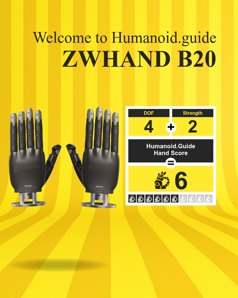 Humanoidguide's tweet photo. ZWHAND B20 packs 20 independently driven joints and tactile e-skin across the palm and fingertips into a 600 g hand. https://t.co/attntrzUcU #HumanoidRobotics #AI #EmbodiedAI https://t.co/SrFybeAoRO