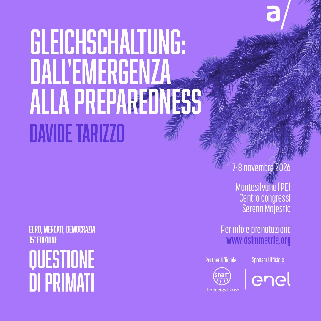 AsimmetrieOrg's tweet photo. @AlbertoBagnai @PontiBenedetto @Unibo @snam @fsitaliane @enriconardelli @unitorvergata2 @UniTrento @Pgreco_ @unicomplutense @UniLUISS @Fiammetta1966 @Uni_Marconi @carlo_magnani Più sicurezza per prepararci alle crisi?
O crisi alimentate per restringere le nostre libertà?
Una “questione di primati” a cura di
Davide Tarizzo, Università di Salerno
Info ↪️https://t.co/X29YPFLgzc
#Goofy15 https://t.co/7HFUBmqR7X