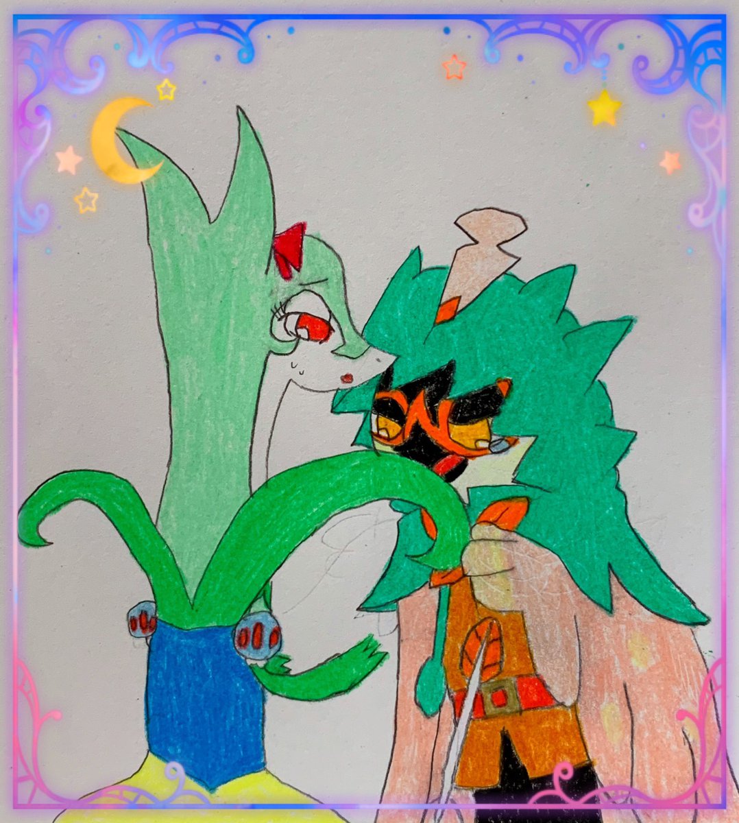 moon_cherry0309's tweet photo. だいぶ前に描いた白雪姫パロ🍎
結構前に描いたから今と絵柄違ってちょっと恥ずかしい…(⌒-⌒; )
白雪姫…ジャローダ
王子…エンペルト
7人の小人達…イッカネズミ
狩人…ジュナイパー
女王…ブリムオン
#ポケモンイラスト https://t.co/wx68tvQA4F