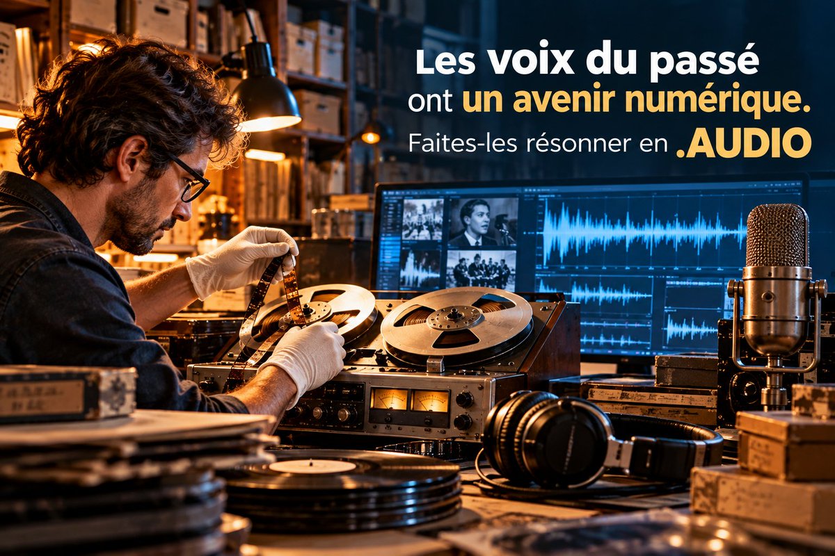 ONE2NET's tweet photo. 🎙️ Journée mondiale du patrimoine audiovisuel !

📻 Archives sonores, podcasts, témoignages : faites résonner votre patrimoine sur le web avec un domaine en .AUDIO !

👉 https://t.co/2jnchj5L9d

#PatrimoineAudiovisuel #Audio https://t.co/TZBYFLEwc6