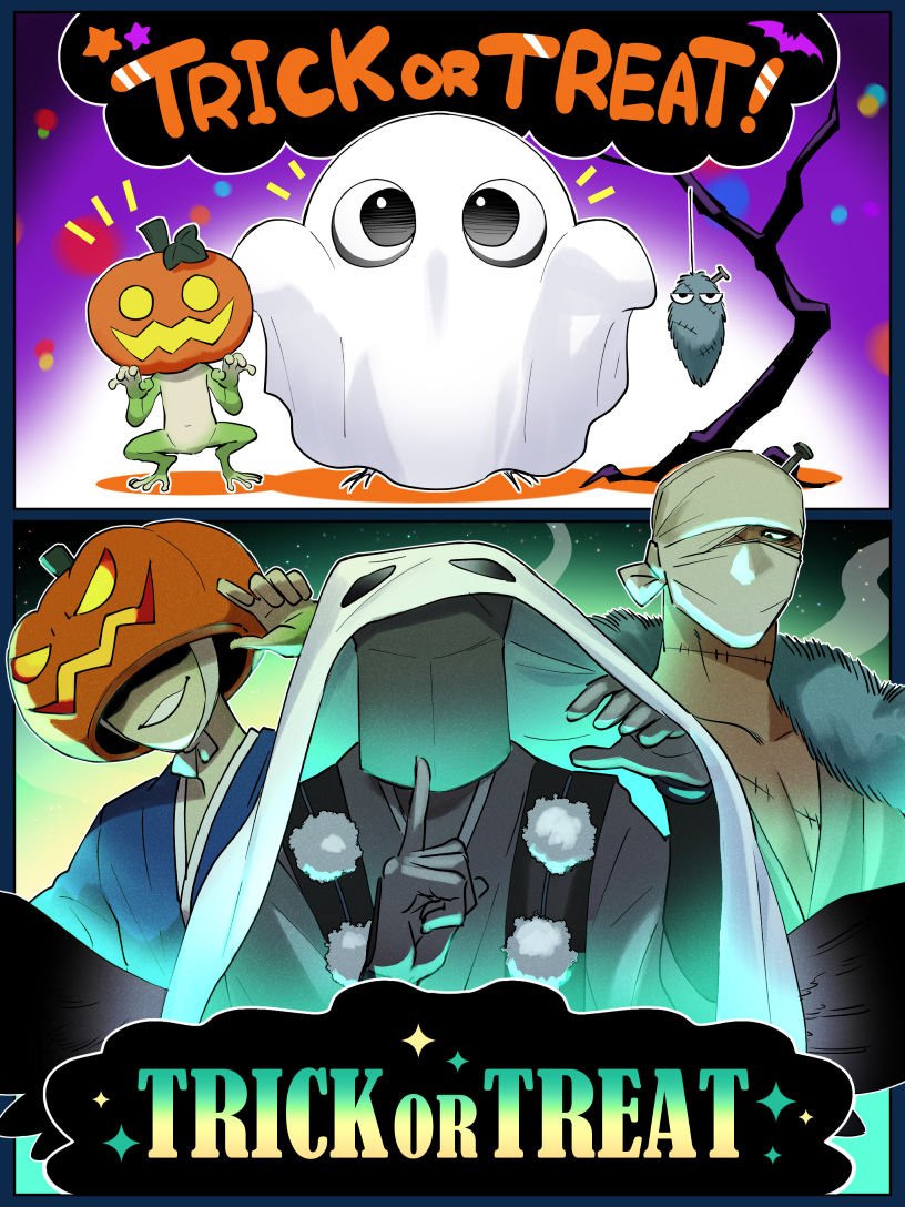uhouho6514's tweet photo. ちょっと早めですが、カラスの子たちからハッピーハロウィン!!🎃👻✨

もしもハロウィンを一緒にすごすなら、皆さんは小さいカーくんたちと楽しむ？それとも…？
#創作 #人外 #カラスの子 https://t.co/T59MJysgzh