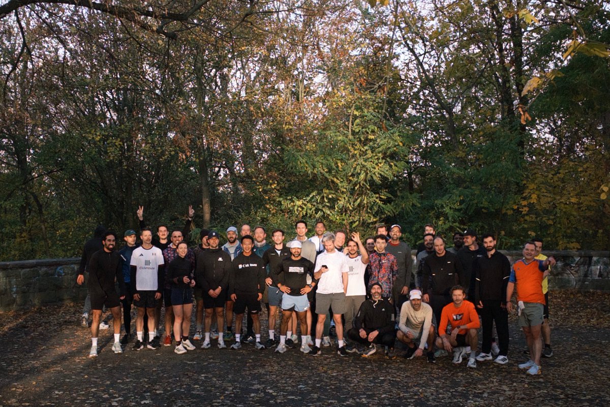 nimarblu's tweet photo. huge turnout at @ClickHouseDB run club by @langfuse this morning; beautiful autumn vibes in berlin w/ sun&amp;fresh air, best way to start into the 2nd offsite day https://t.co/1YyXMaESTF