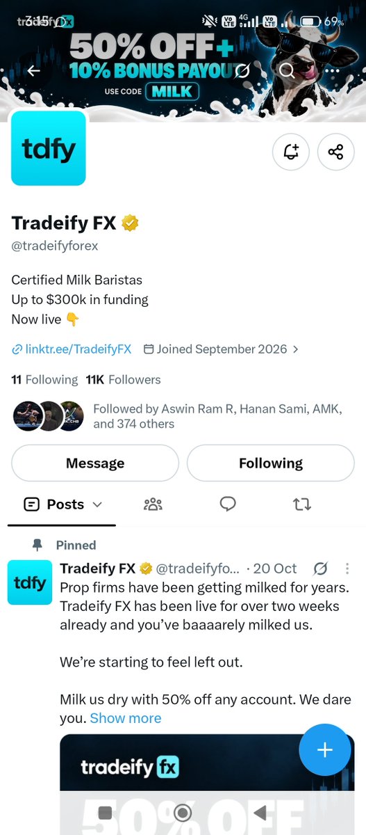 Ali_Raza1213's tweet photo. @fondinho7 @tradeifyforex I Followed tradeifyforex 
I've Tagged 2 friends Below 👇 
All Task Done here 

#milktradeifyfx https://t.co/d5l7QMou9h