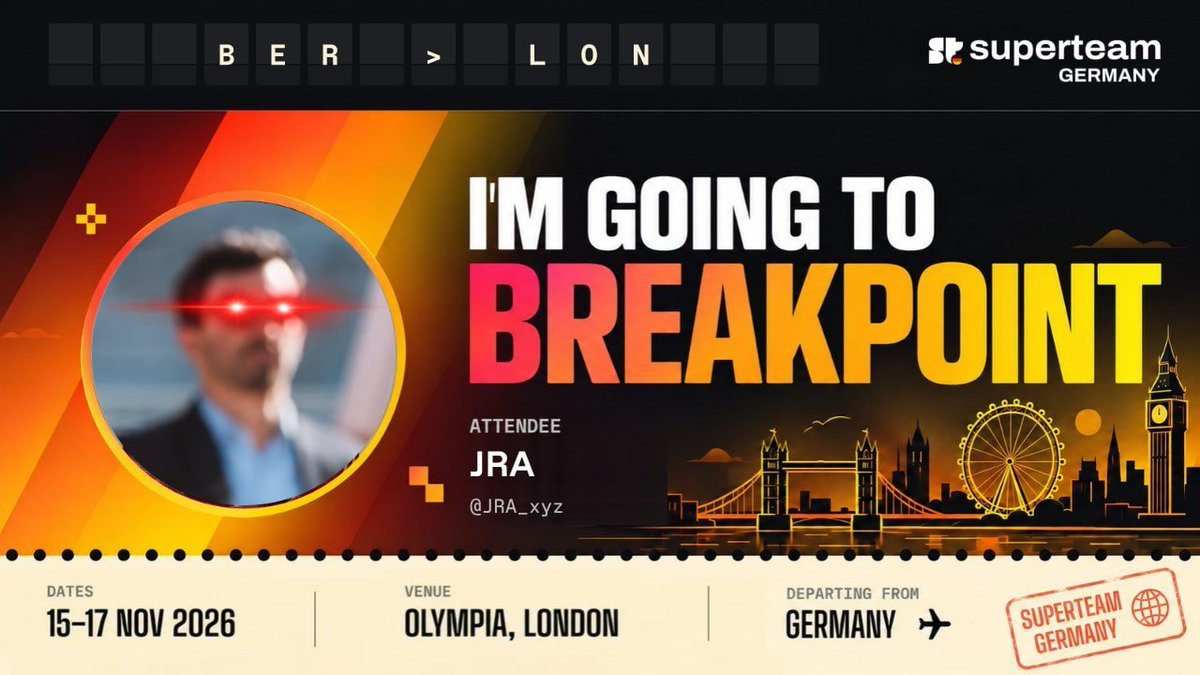 JRA_xyz's tweet photo. I'm going to #Breakpoint2026 with @SuperteamDE 🇩🇪! 

If you want to meet and discuss building privacy (@Multihopper), tokenized portfolios (https://t.co/0jDK96x8J9), or anything else on @solana, just drop me a DM! 

See you all in a couple of weeks 💜🔥 https://t.co/SyoZFFxFsa