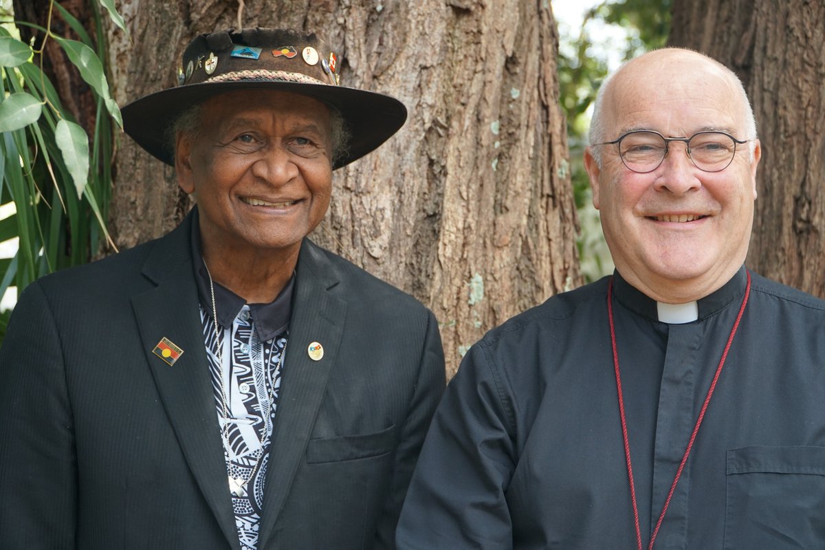 CottrellStephen's tweet photo. Delighted to spend time with Pastor Ray Minniecon, whose decades of ministry and leadership have been a powerful contribution to the Church and to the journey of reconciliation with First Nations peoples. Ray’s deep commitment to his Kabi Kabi and Gureng Gureng heritage, his South Sea Islander connections, and his work for justice, healing and reconciliation have much to teach us. Grateful for the opportunity to listen, learn and share in conversation.

@AnglicanWorld