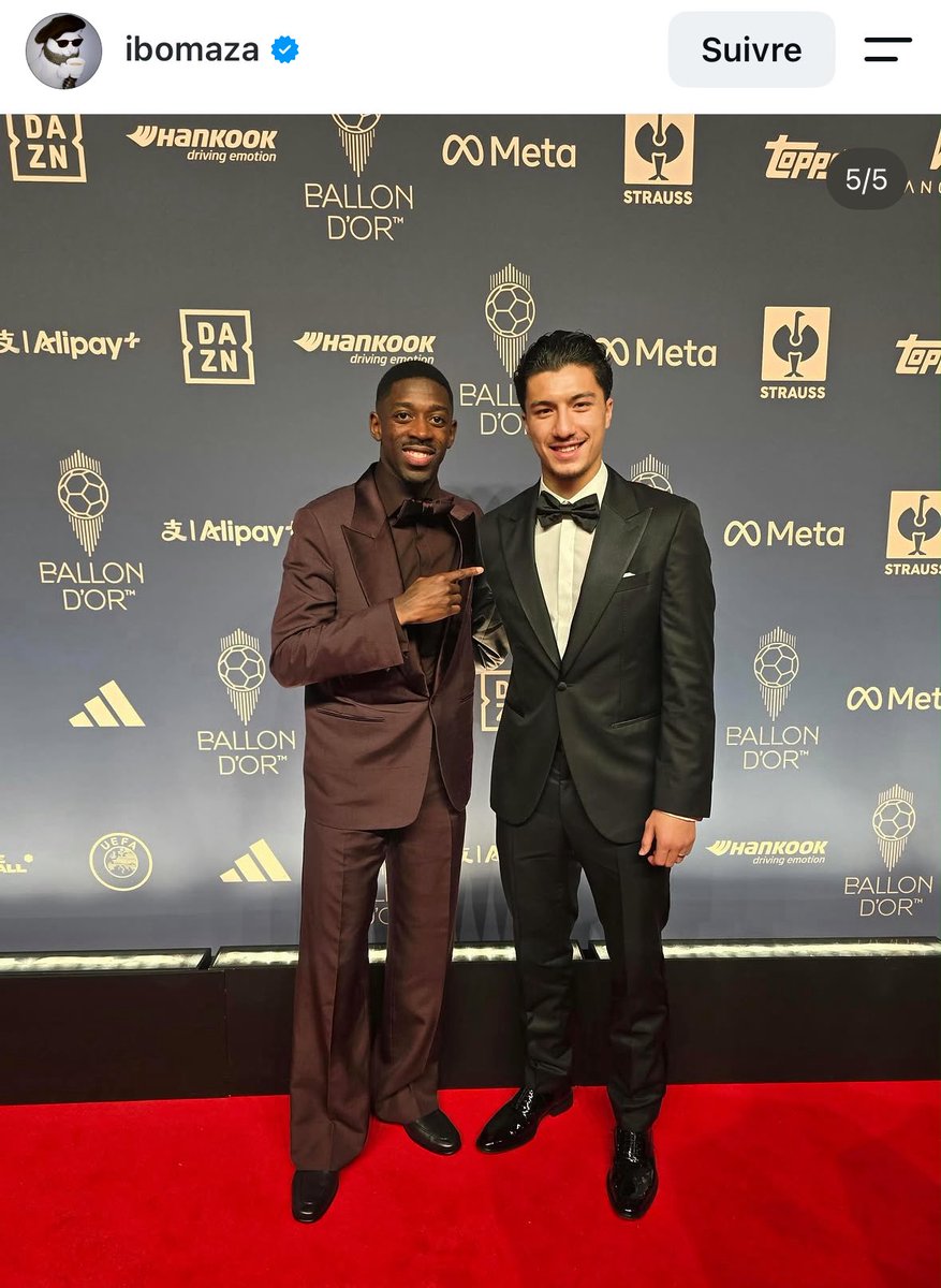 ActuFoot_'s tweet photo. DEMBÉLÉ 🇫🇷 x 🇩🇿 MAZA. 😁 #BallonDor https://t.co/Qhw1cIkmO5