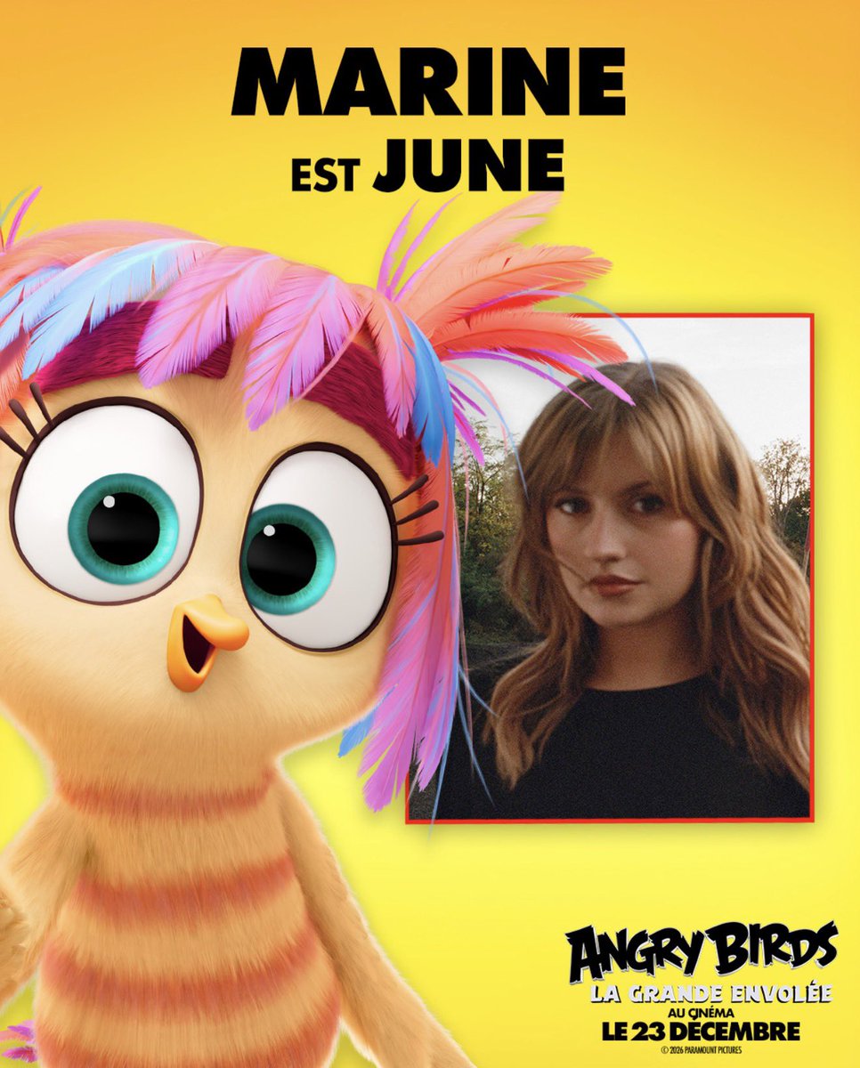 PopCraveFR's tweet photo. Marine prêtera sa voix au personnage de June dans « Angry Birds : La grande envolée ».

Le film sortira au cinéma le 23 décembre. https://t.co/3s8uCZpapj