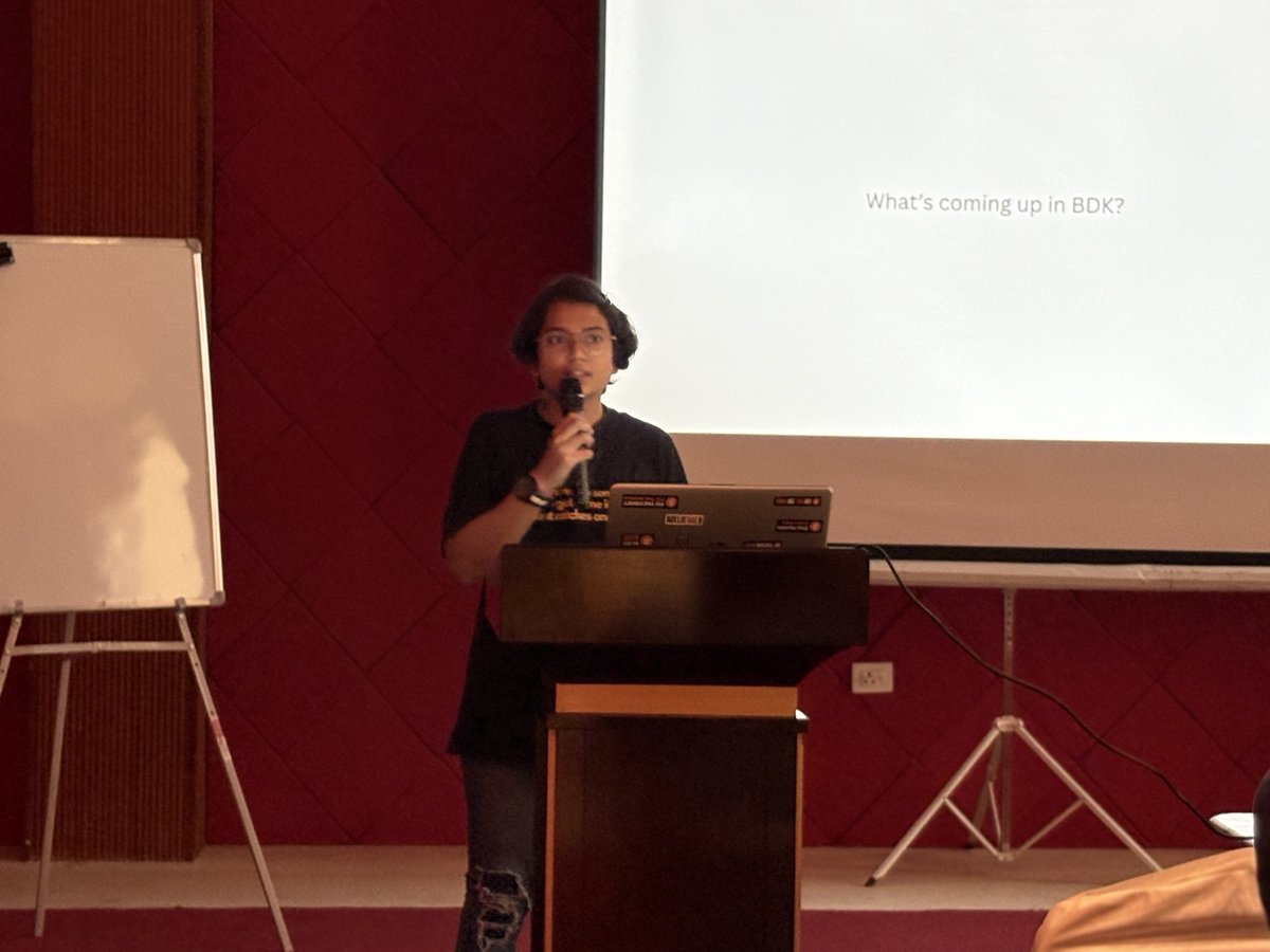 bitshala_org's tweet photo. Now on stage at BOSS Summit: @codingp110 on What’s New in BDK.

The @bitcoindevkit gives developers the building blocks to create Bitcoin wallets without having to build every component from scratch.

CodingP is walking us through what’s coming in BDK 4.0, along with the wallet design decisions that matter when building these tools.
