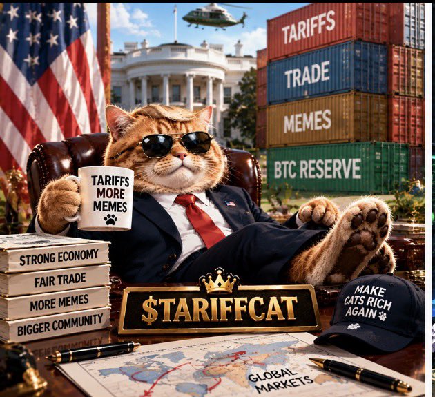 Golviark3's tweet photo. $TARIFFCAT really got a whole government running on cat energy i’m here for the chaos, the BTC reserve narrative and whatever @TariffCat cooks up next. this administration better not sleep on the timeline https://t.co/juajKgaEw9