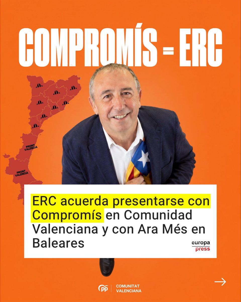 ppcv's tweet photo. Este 29N, todo voto a Compromís será un voto a Esquerra Republicana.

Los valencianos vamos a decir no al sanchismo y al independentismo. https://t.co/vIanpxHw3N