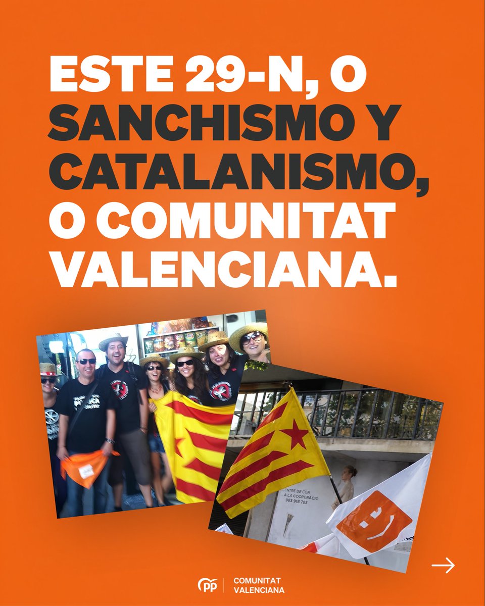ppcv's tweet photo. Este 29N, todo voto a Compromís será un voto a Esquerra Republicana.

Los valencianos vamos a decir no al sanchismo y al independentismo. https://t.co/vIanpxHw3N