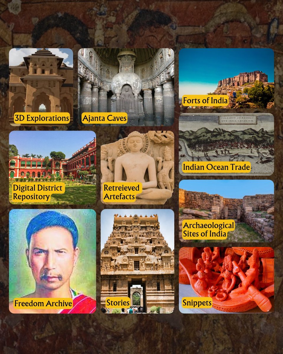 _IndianCulture's tweet photo. Explore diverse traditions, 3-D explorations, #archaeologicalsites of #India, fascinating histories of #forts and rare #artefacts, stories and snippets and timeless treasures on the Indian Culture Portal. https://t.co/d6Je94NJyh