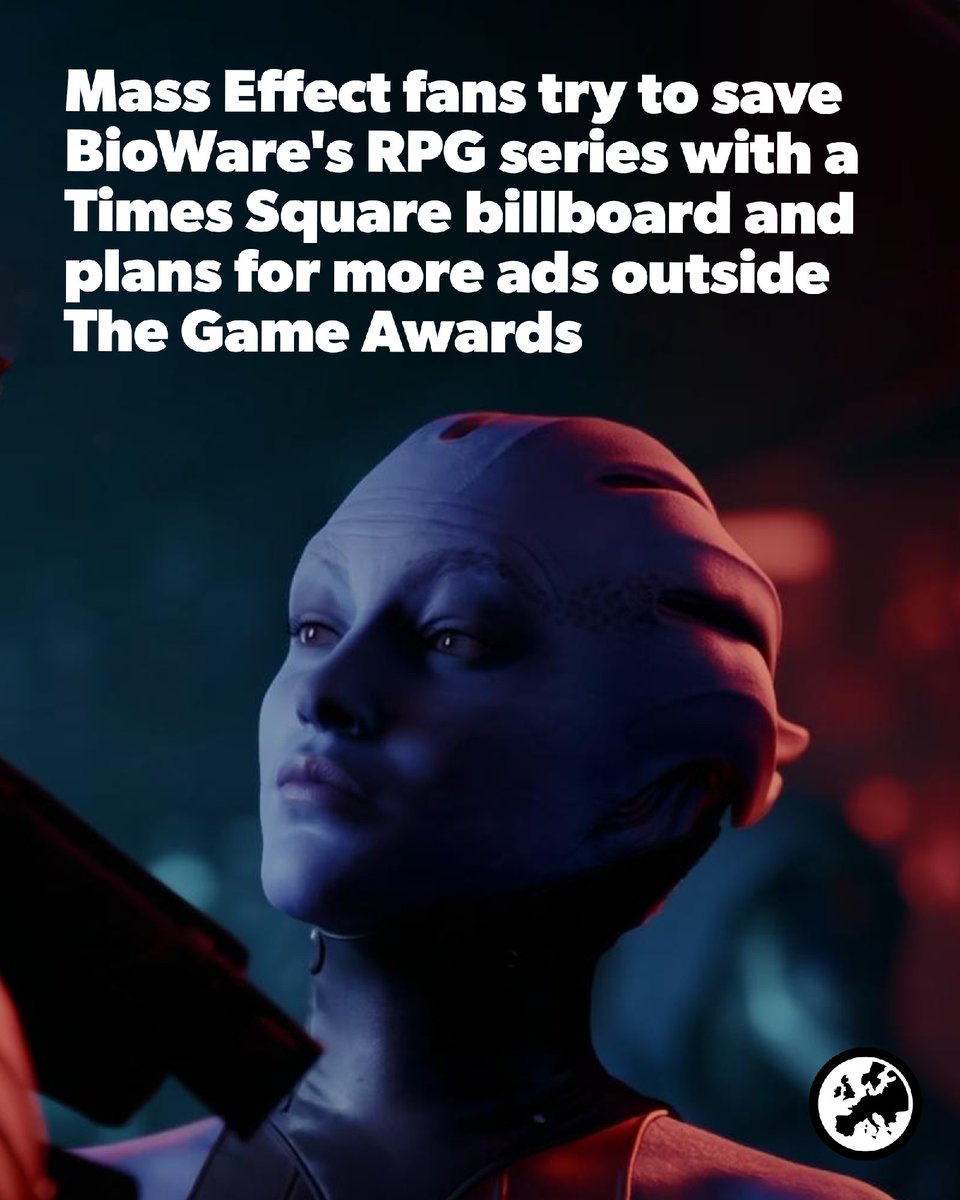 eurogamer's tweet photo. Fans continue to rally around the 'Save Mass Effect' movement, this time with a billboard at Times Square and more initiatives planned throughout the rest of the year. https://t.co/wO9HUvQ7xI https://t.co/BP9aNgCBcz