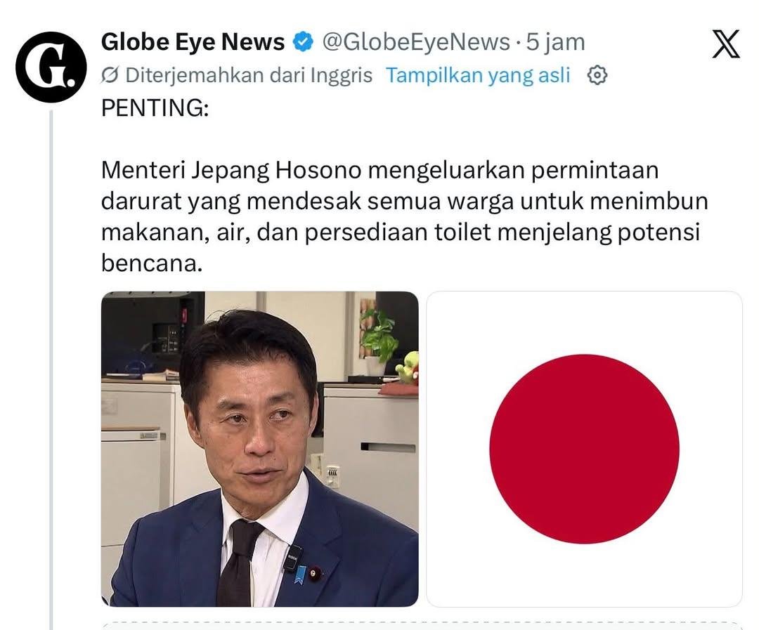 sundarese's tweet photo. APAKAH BUMI AKAN TERJADI SESUATU??‼️ 👀

JEPANG, INGGRIS DAN UNI EROPA mengeluarkan permintaan darurat agar warganya menimbun makanan,air dan persediaan toilet menjelang potensi bencana. https://t.co/4AfeXaalgv