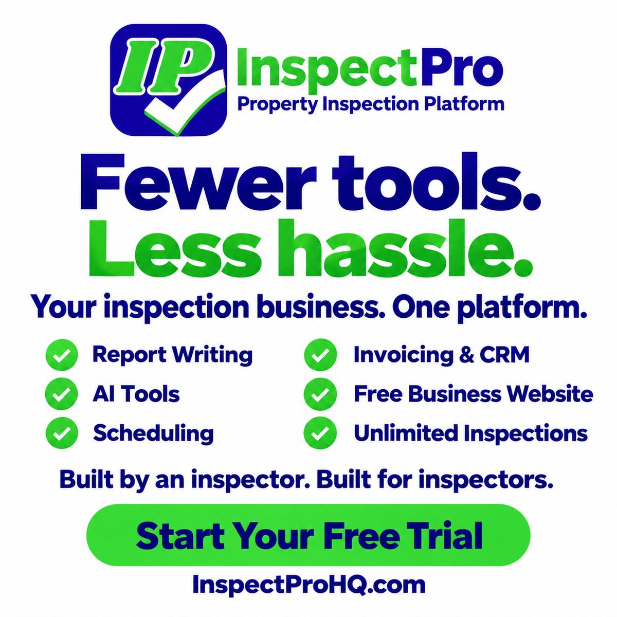 InspectProHQ's tweet photo. https://t.co/45zrCmGiGl   Complete Business Management Platform for the Property Inspection Industry. $49.99 a month, no add on fees. #InspectionSoftware #PropertyInspections #HomeInspections https://t.co/AXZQMMG8fy