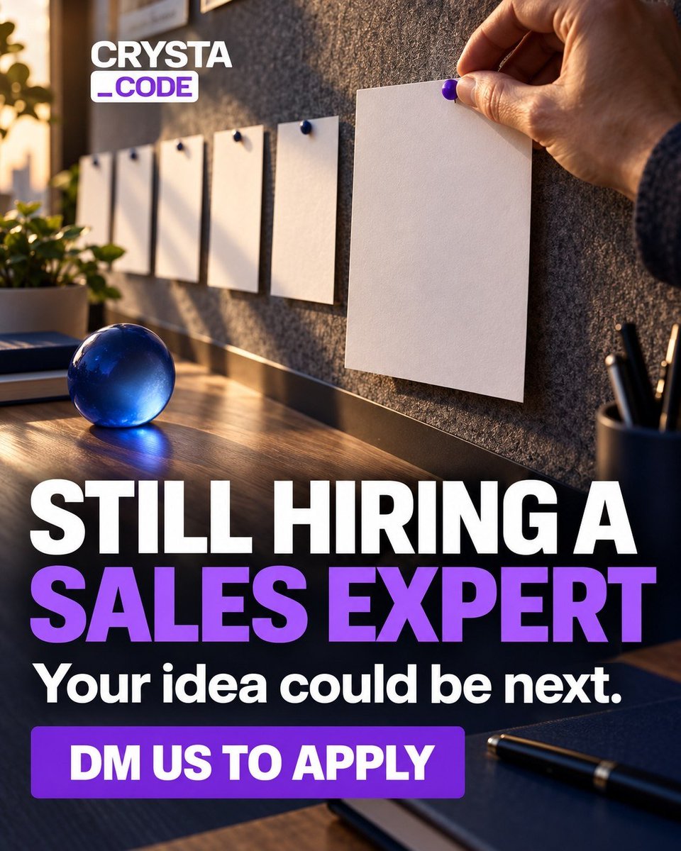 CrystaCode's tweet photo. Creative ideas are rolling in for our Sales Expert role

Interviews are underway, but applications are still open. Full-time or flexible, work from anywhere! 🌍

Interested? DM us 📥
Questions? Ask Nova: https://t.co/R4N8UbNdHT

#Hiring #SalesJobs #CrystaCode https://t.co/yqs9uWmTzQ