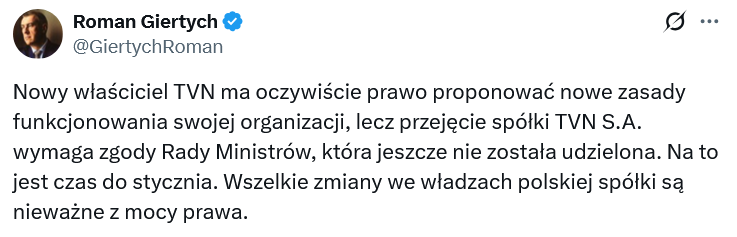Kaminski_M_'s tweet photo. Giertych pręży muskuły w imieniu Tuska i zapowiada, że zmiany właścicielskie dot. TVN bez zgody rządu nie są ważne, więc z decyzjami kadrowymi amerykański gigant musi się wstrzymać. Tak się boją utraty TVNu, że nie widzą własnej śmieszności. Przykleił się plankton do okrętu i krzyczy: dalej nie pozwalam!