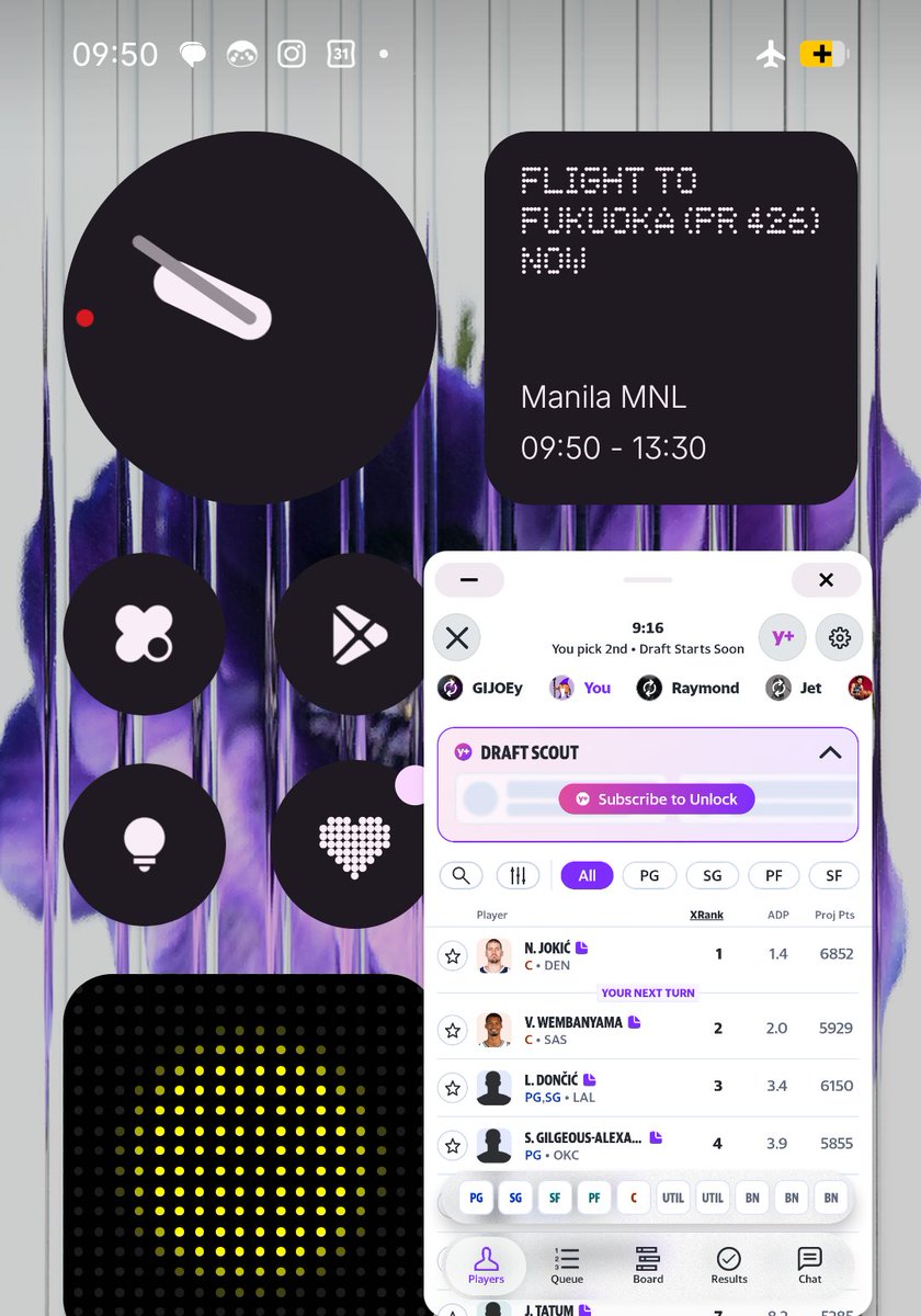 ArsElectroniken's tweet photo. Had to auto-draft my @YahooFantasy basketball team this year because it took place while I was aboard my flight from 🇵🇭 to 🇯🇵 (without wifi) 🥲
At least it gave me second pick? #fantasybasketball #draft https://t.co/CdXbiZQjzQ