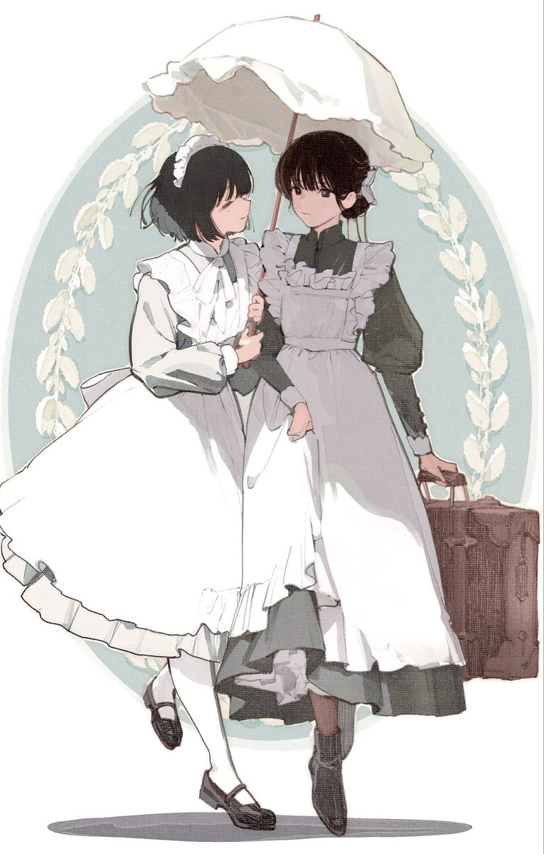 y_maid's tweet photo. 相合日傘なメイドさん https://t.co/7r298BZMle