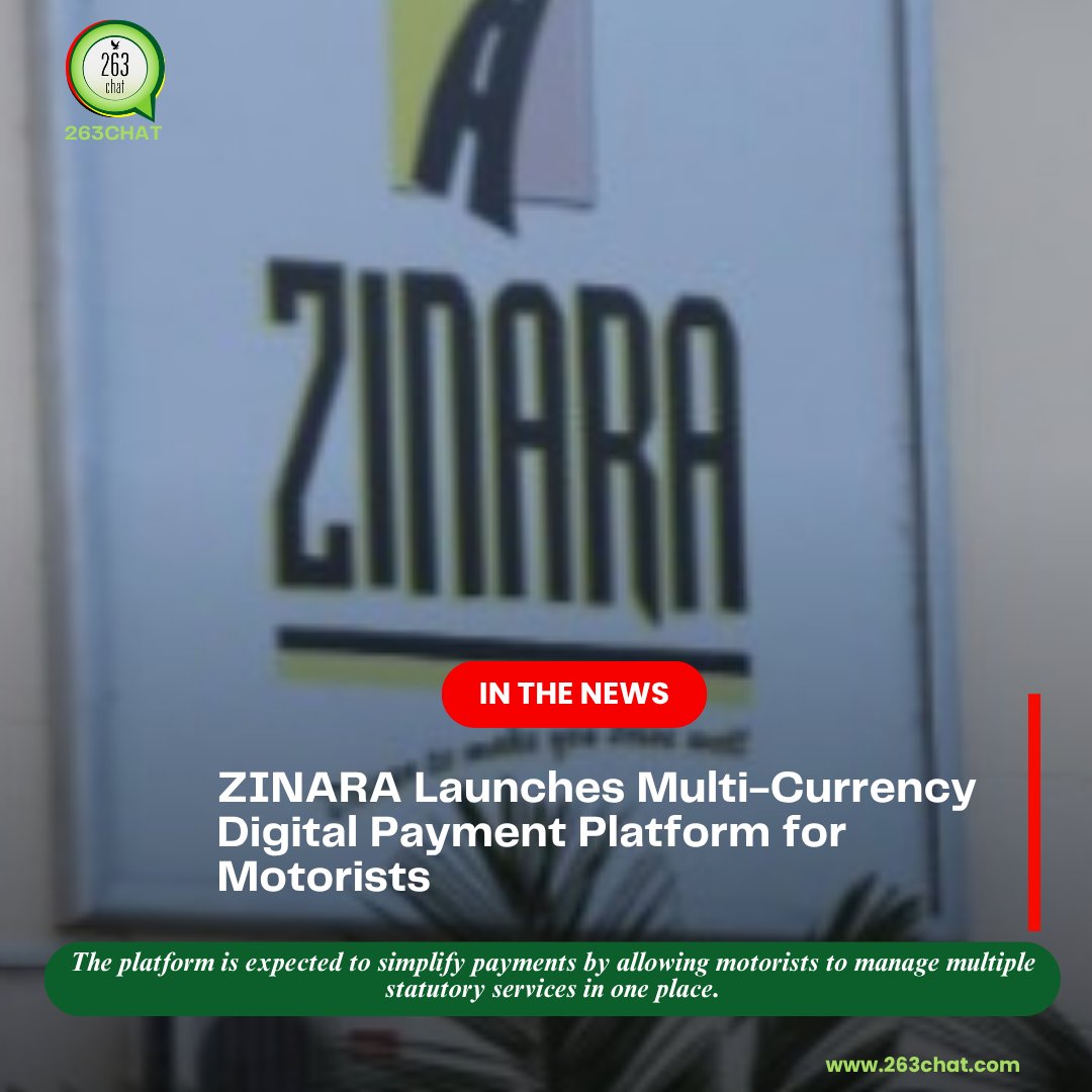 263Chat's tweet photo. The Zimbabwe National Road Administration (ZINARA) has launched a multi-currency e-wallet enabling motorists to pay toll fees, renew vehicle licences, obtain ZBC radio licences and access third-party insurance through one platform.

Available on iOS, Android, web and USSD, the service allows remote payments, with users required to upload identification documents for verification.

Follow 263chat whatsapp channel on:
https://t.co/ClLPp0cpcz